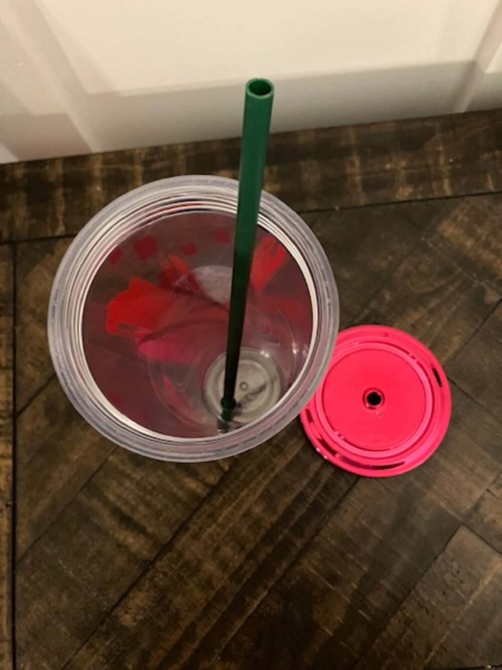 2014 Starbucks Holiday Splash Swirl Christmas Red Pink Clear Venti Tumbler 24oz - Picture 4 of 6